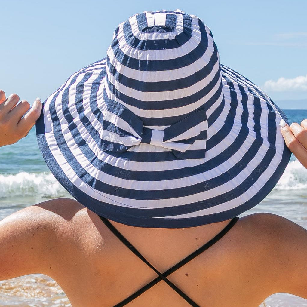 Bow Me Away Striped Bow Accent Sunhat