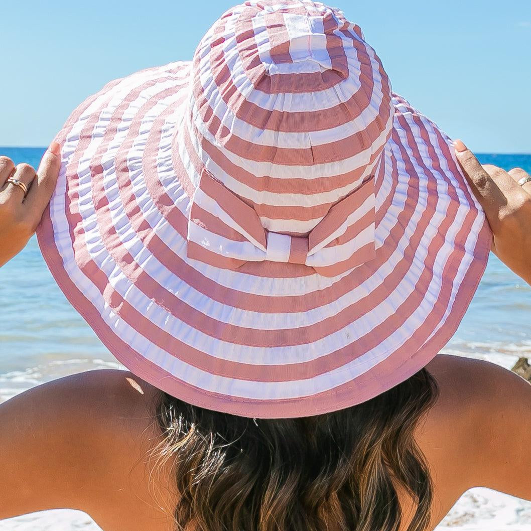 Bow Me Away Striped Bow Accent Sunhat