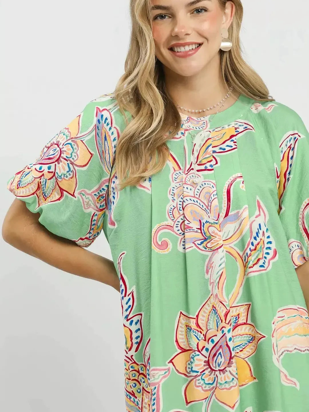 Umgee Fresh Bloom Boho Floral Print Mini Dress with Pockets-Shop Z & Joxa