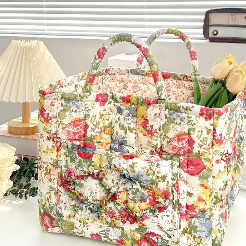 Carry It Cute Floral Quilted Storage Tote