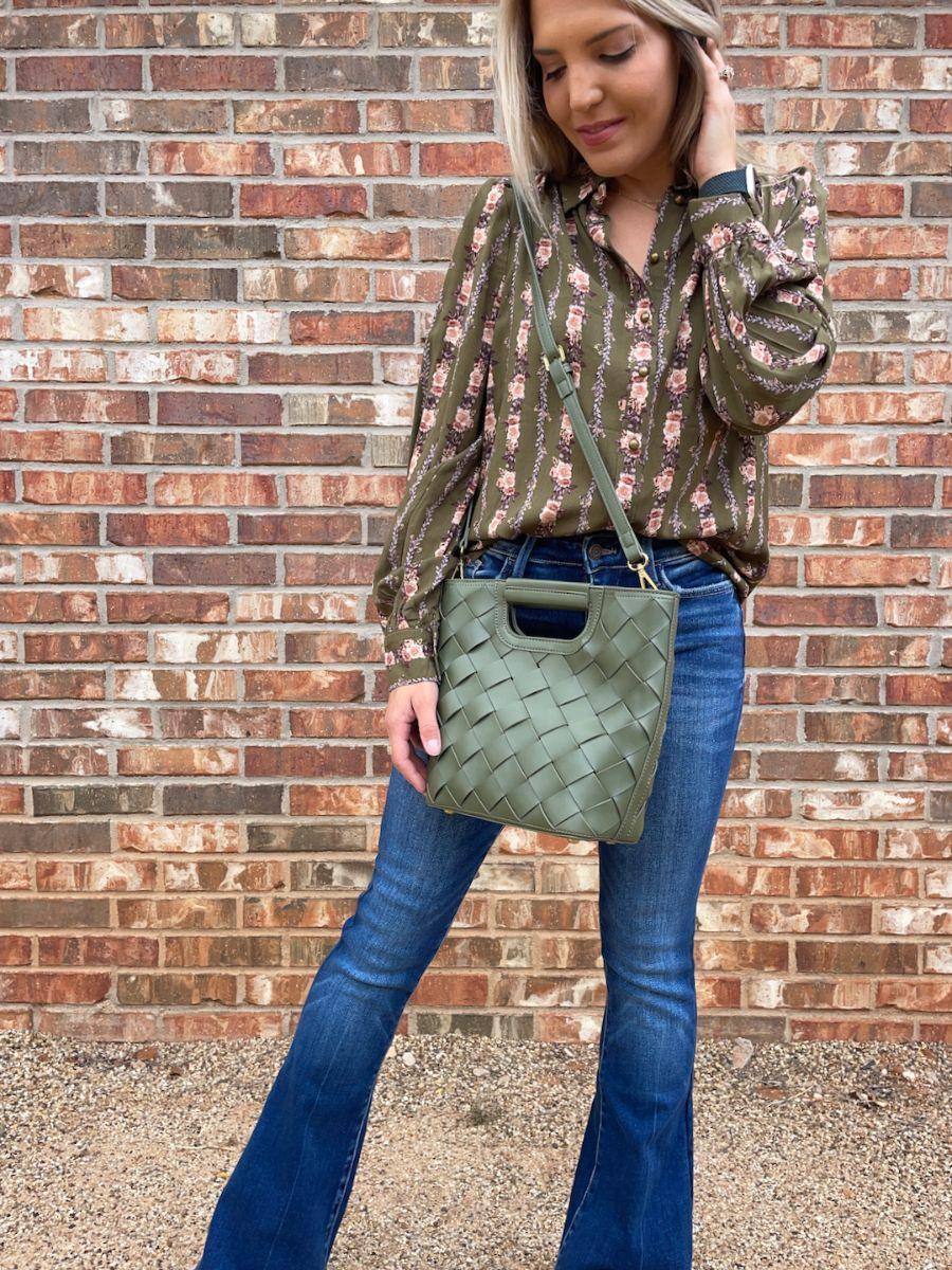 A Little Birdy Told Me Vintage Green Medium Tote-Women's Accessories-Shop Z & Joxa