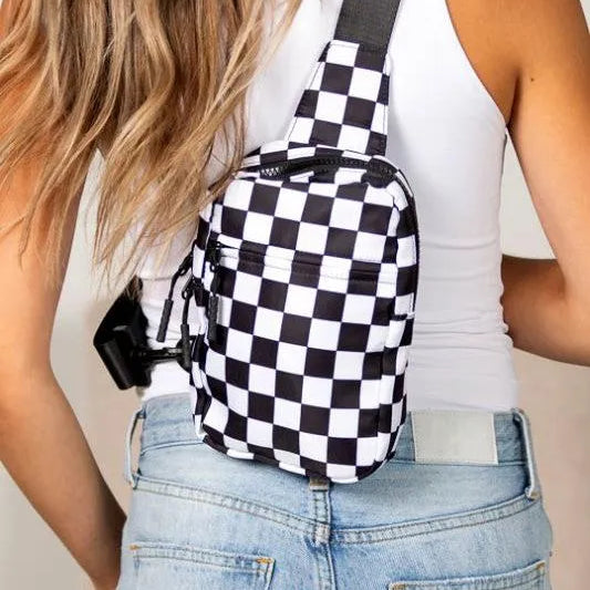 Aili's Corner Boardwalk Kenzie Checkered Backpack Sling Bag-Women's Accessories-Shop Z & Joxa