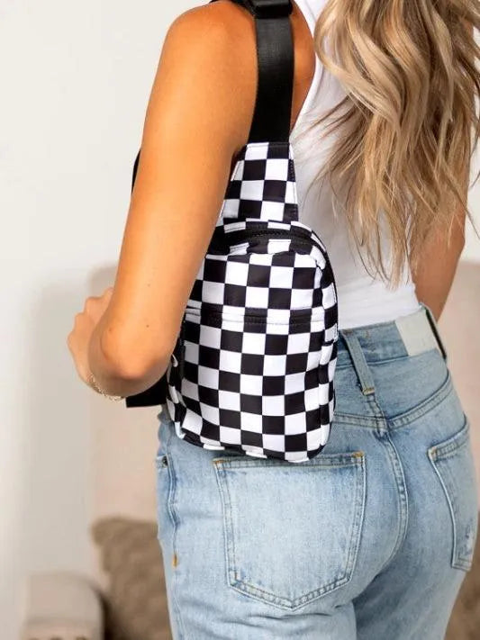 Aili's Corner Boardwalk Kenzie Checkered Backpack Sling Bag-Women's Accessories-Shop Z & Joxa
