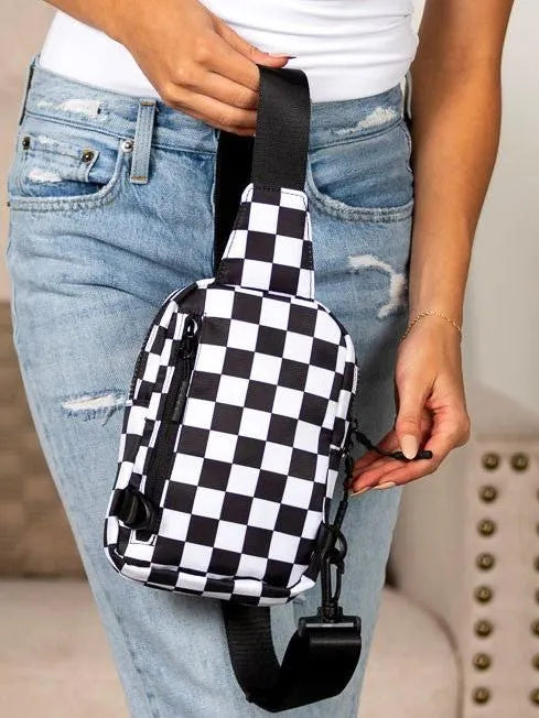 Aili's Corner Boardwalk Kenzie Checkered Backpack Sling Bag-Women's Accessories-Shop Z & Joxa