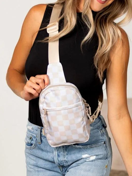 Aili's Corner Boardwalk Kenzie Checkered Backpack Sling Bag-Women's Accessories-Shop Z & Joxa