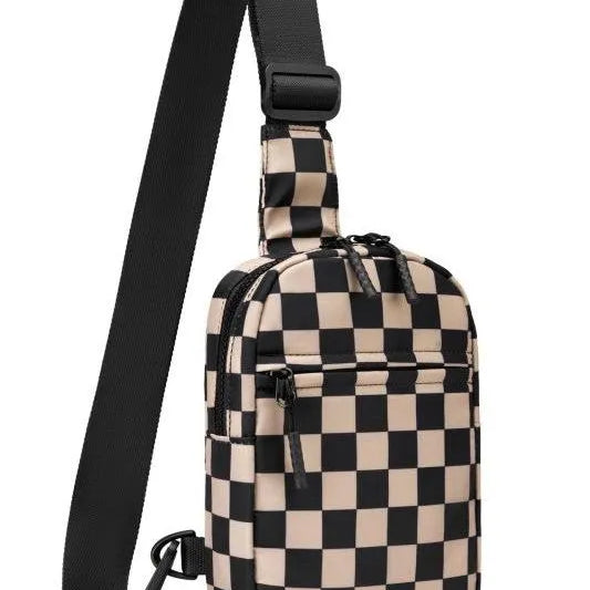 Aili's Corner Boardwalk Kenzie Checkered Backpack Sling Bag-Women's Accessories-Shop Z & Joxa