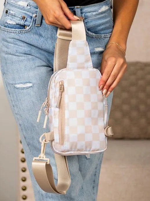 Aili's Corner Boardwalk Kenzie Checkered Backpack Sling Bag-Women's Accessories-Shop Z & Joxa