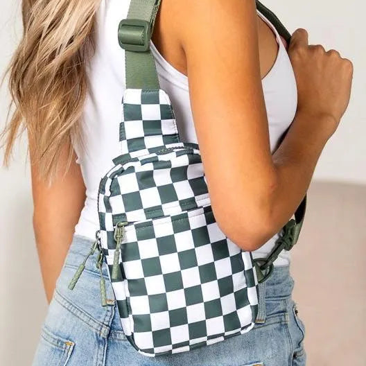 Aili's Corner Boardwalk Kenzie Checkered Backpack Sling Bag-Women's Accessories-Shop Z & Joxa