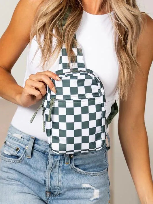 Aili's Corner Boardwalk Kenzie Checkered Backpack Sling Bag-Women's Accessories-Shop Z & Joxa