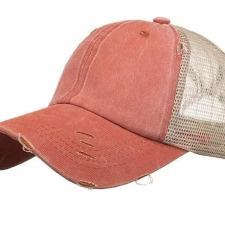 Aili's Corner Hot Mess Distressed Messy Bun Ball Hat-Women's Accessories-Shop Z & Joxa
