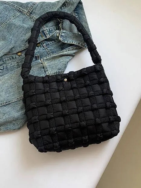 Aili's Corner Maya Luxe Basket Weave Puffer Tote-Women's Accessories-Shop Z & Joxa