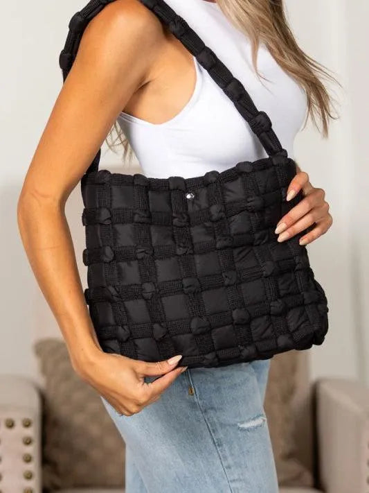Aili's Corner Maya Luxe Basket Weave Puffer Tote-Women's Accessories-Shop Z & Joxa