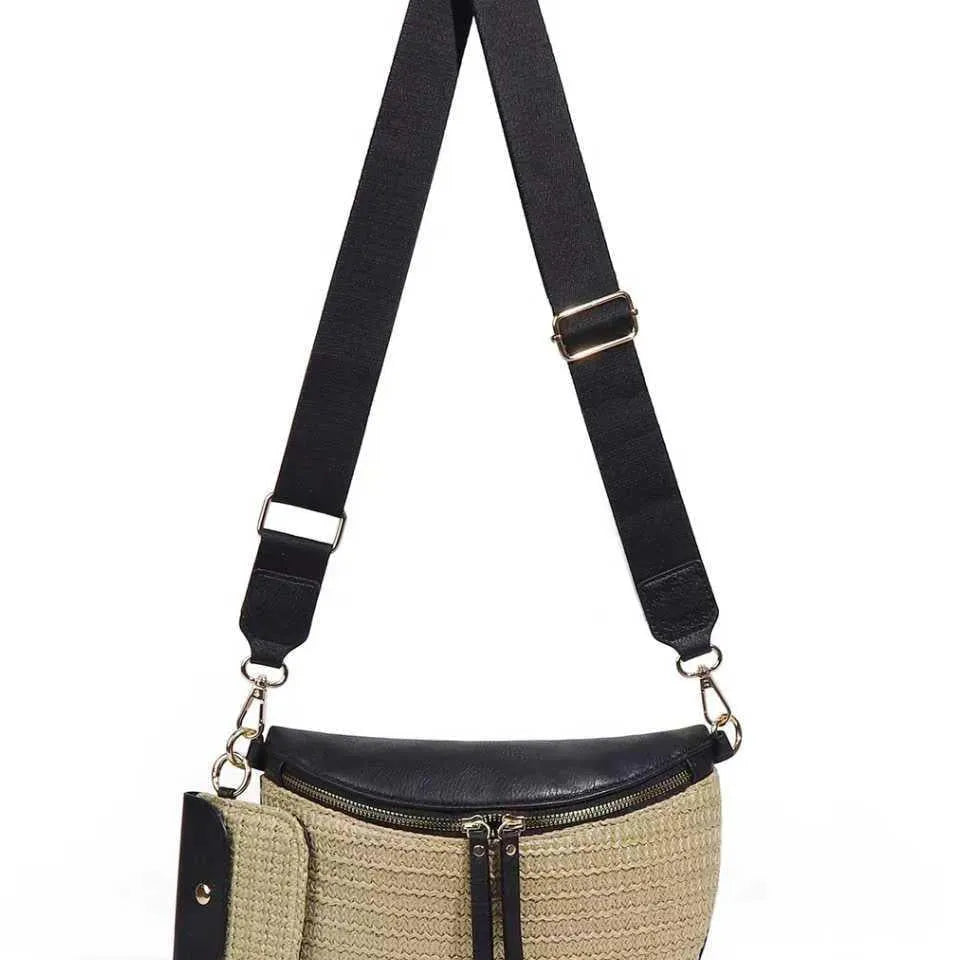 Aili's Corner Sun Chaser Valentina Straw Crossbody Bag-Shop Z & Joxa