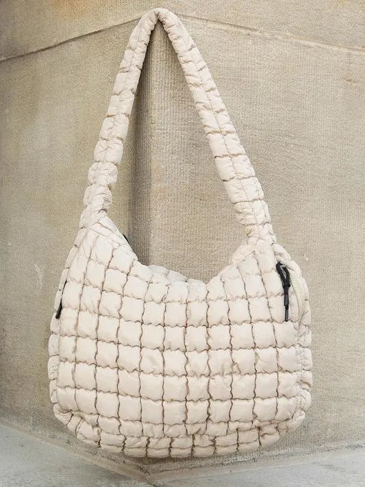Aili’s Corner Taylor Marshmallow Mist Quilted Puffer Tote-Women's Accessories-Shop Z & Joxa