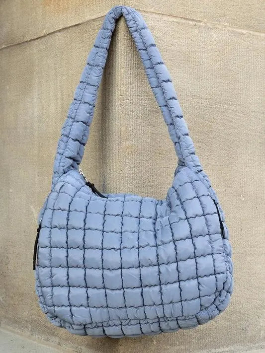 Aili’s Corner Taylor Marshmallow Mist Quilted Puffer Tote-Women's Accessories-Shop Z & Joxa