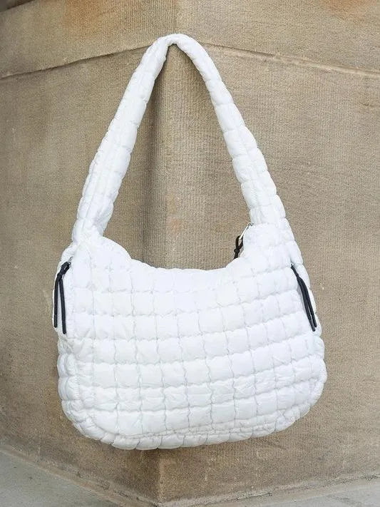 Aili’s Corner Taylor Marshmallow Mist Quilted Puffer Tote-Women's Accessories-Shop Z & Joxa