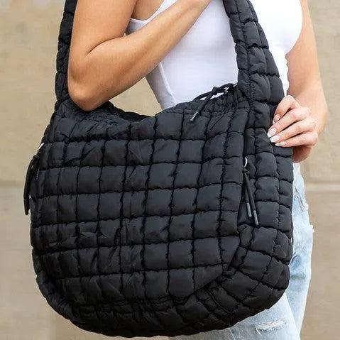 Aili’s Corner Taylor Marshmallow Mist Quilted Puffer Tote-Women's Accessories-Shop Z & Joxa