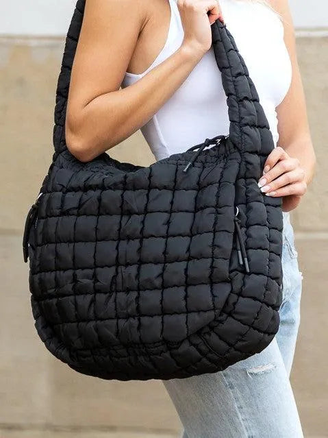 Aili’s Corner Taylor Marshmallow Mist Quilted Puffer Tote-Women's Accessories-Shop Z & Joxa