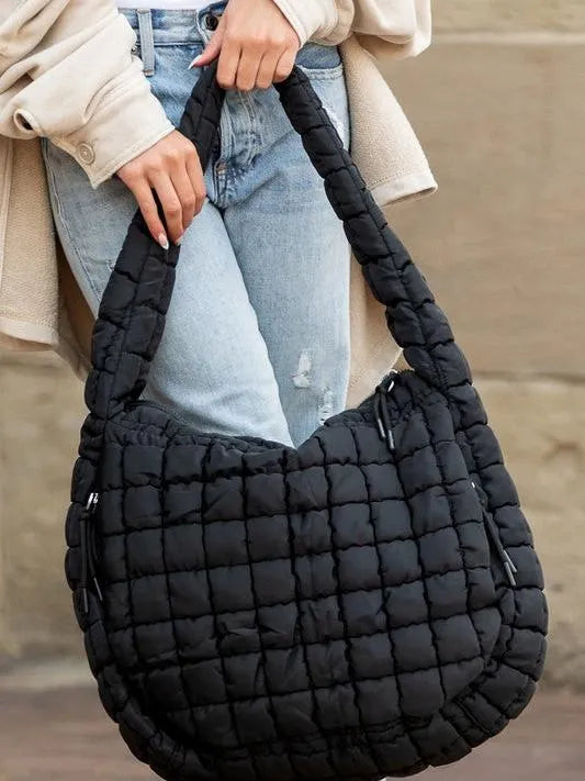 Aili’s Corner Taylor Marshmallow Mist Quilted Puffer Tote-Women's Accessories-Shop Z & Joxa