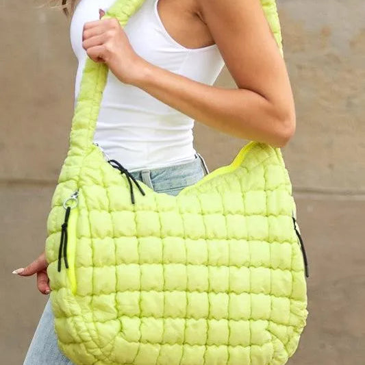 Aili’s Corner Taylor Marshmallow Mist Quilted Puffer Tote-Women's Accessories-Shop Z & Joxa