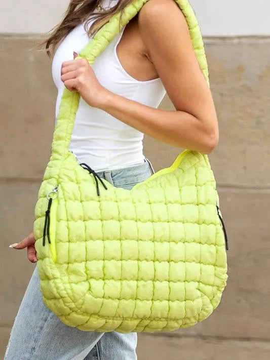 Aili’s Corner Taylor Marshmallow Mist Quilted Puffer Tote-Women's Accessories-Shop Z & Joxa