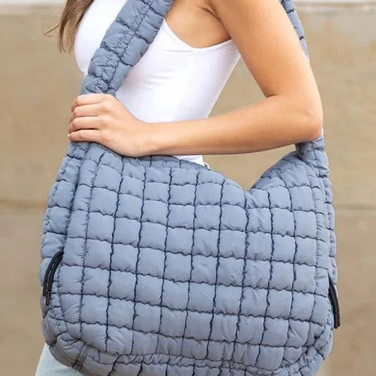 Aili’s Corner Taylor Marshmallow Mist Quilted Puffer Tote-Women's Accessories-Shop Z & Joxa