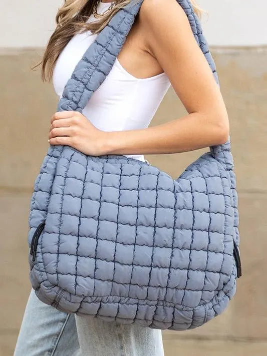 Aili’s Corner Taylor Marshmallow Mist Quilted Puffer Tote-Women's Accessories-Shop Z & Joxa