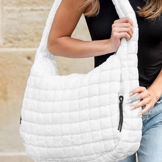 Aili’s Corner Taylor Marshmallow Mist Quilted Puffer Tote-Women's Accessories-Shop Z & Joxa