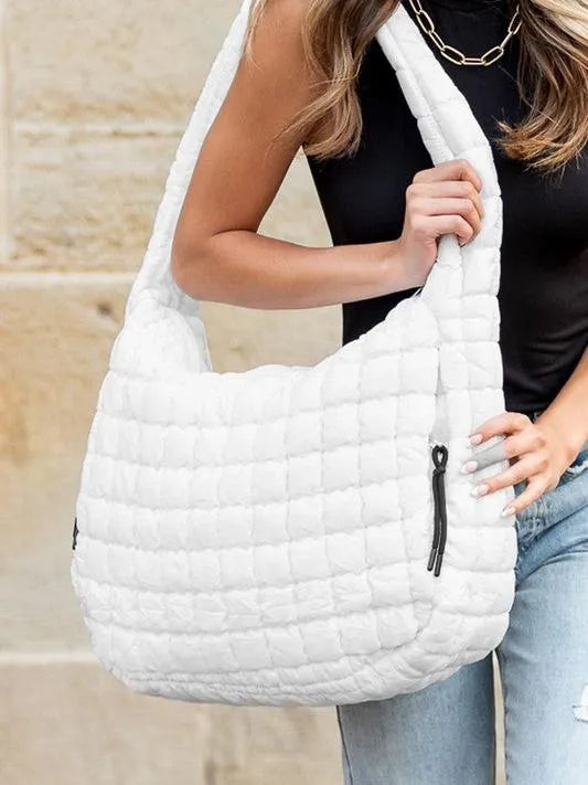 Aili’s Corner Taylor Marshmallow Mist Quilted Puffer Tote-Women's Accessories-Shop Z & Joxa