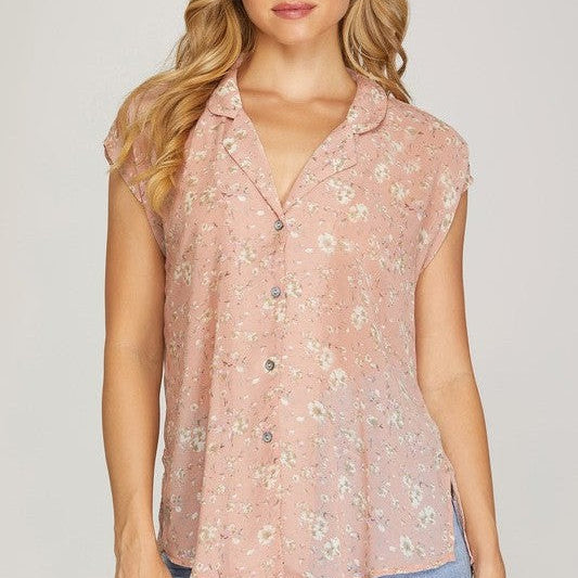 All About Flowers Sheer Floral Button Top-Women's Shirts & Tops-Shop Z & Joxa
