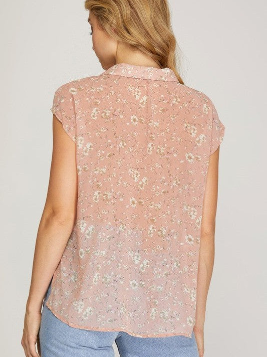 All About Flowers Sheer Floral Button Top-Women's Shirts & Tops-Shop Z & Joxa