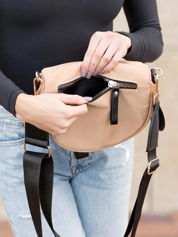 All or Nothing Double Zip Crescent Sling Bag-Women's Accessories-Shop Z & Joxa