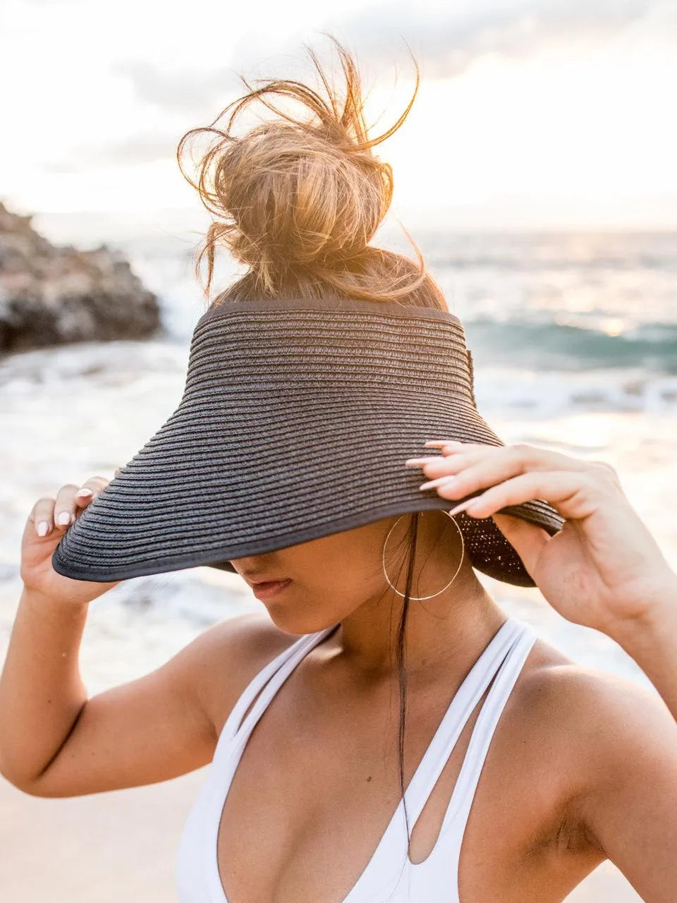 Alli's Corner Bow & Go Wide Brim Visor-Sun Visor-Shop Z & Joxa