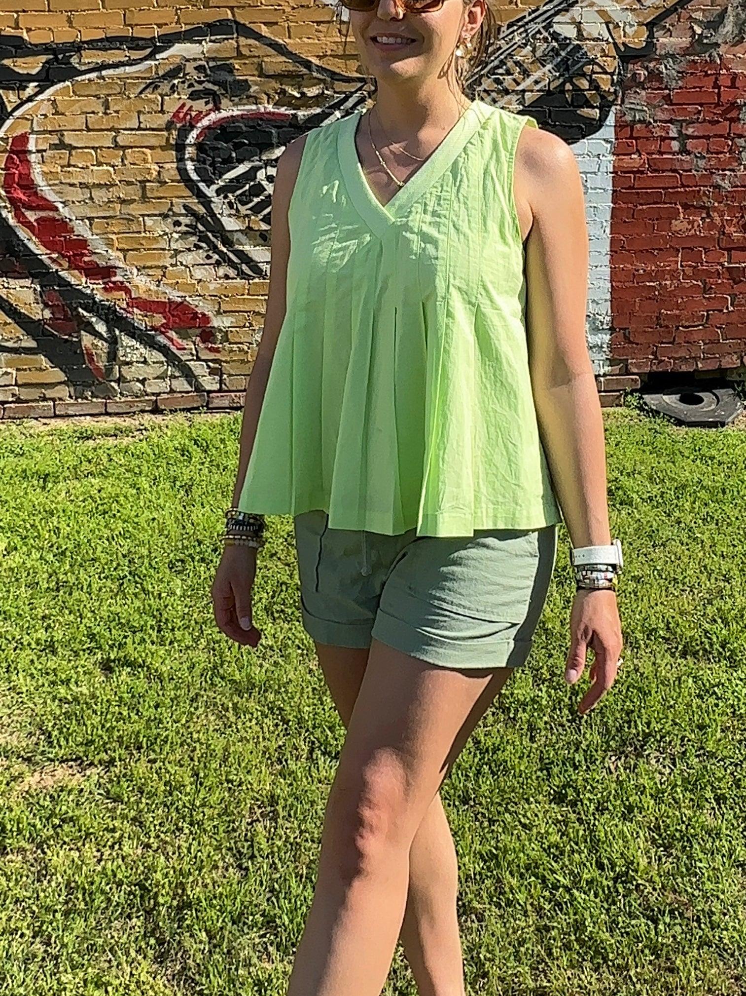 Apple of My Eye Pintuck Flared Babydoll Tank Top-Women's Shirts & Tops-Shop Z & Joxa