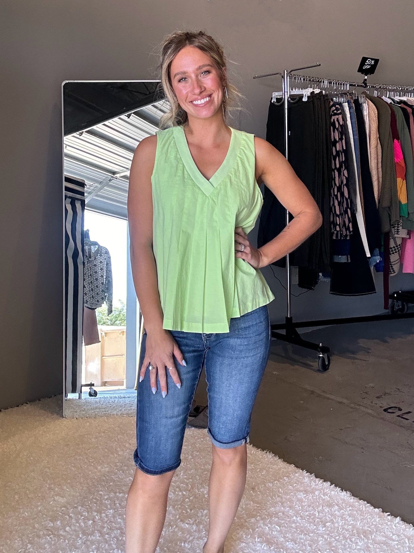 Apple of My Eye Pintuck Flared Babydoll Tank Top-Women's Shirts & Tops-Shop Z & Joxa