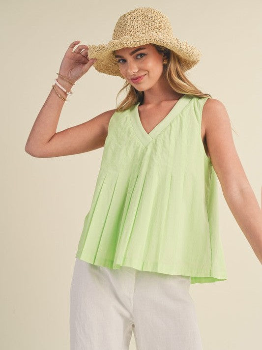 Apple of My Eye Pintuck Flared Babydoll Tank Top-Women's Shirts & Tops-Shop Z & Joxa