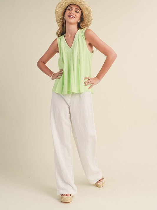 Apple of My Eye Pintuck Flared Babydoll Tank Top-Women's Shirts & Tops-Shop Z & Joxa