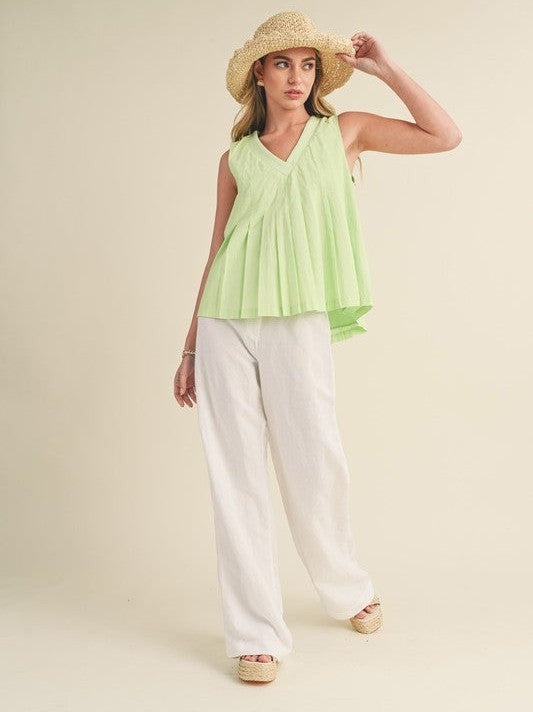 Apple of My Eye Pintuck Flared Babydoll Tank Top-Women's Shirts & Tops-Shop Z & Joxa