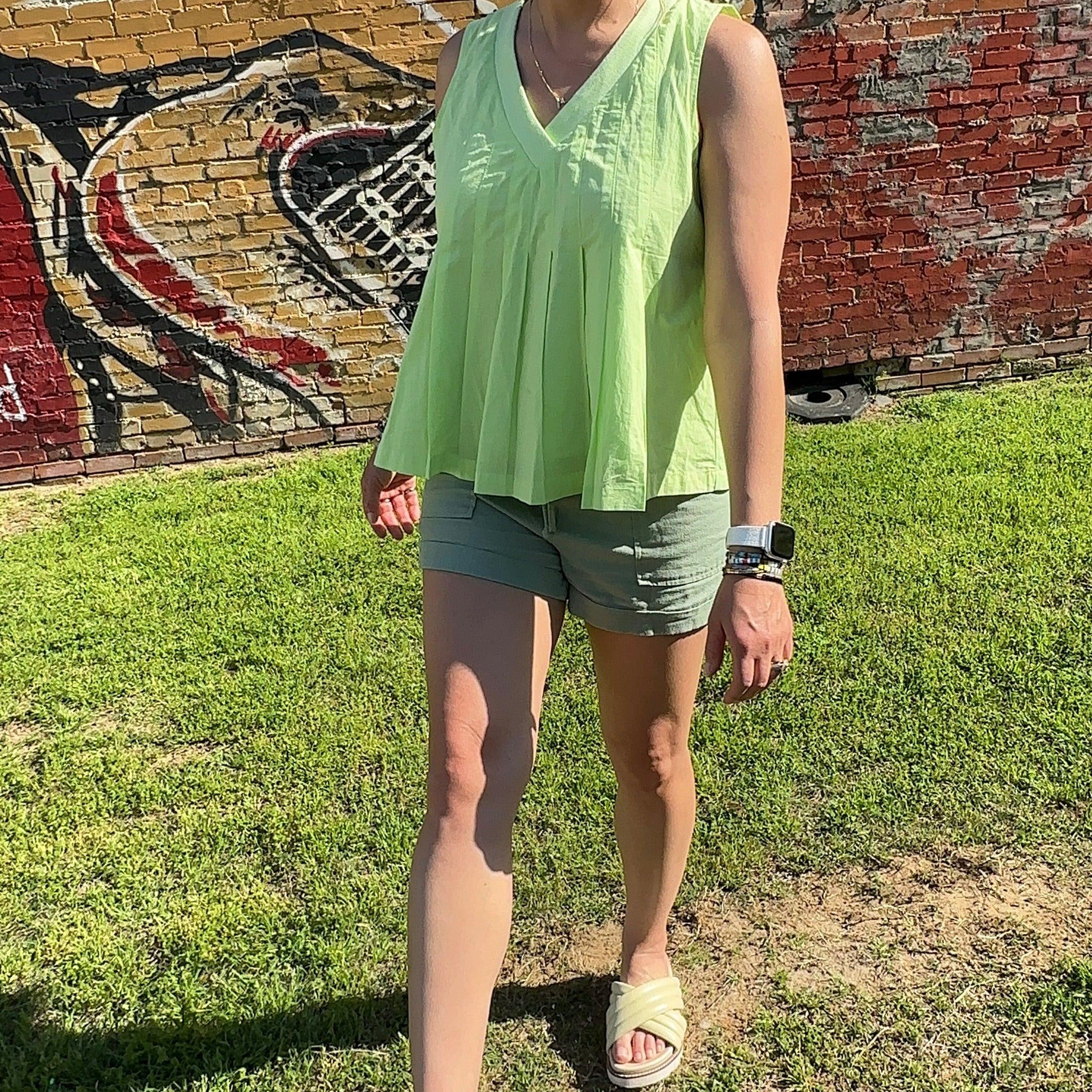 Apple of My Eye Pintuck Flared Babydoll Tank Top-Women's Shirts & Tops-Shop Z & Joxa