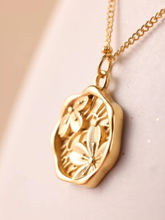 As Sweet as a Cherry Blossom Gold Pendent Necklace-Women's Accessories-Shop Z & Joxa