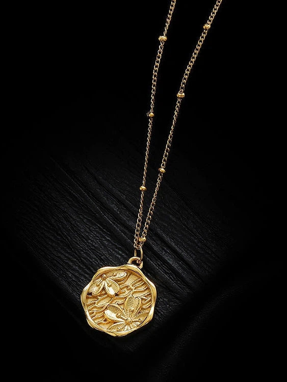 As Sweet as a Cherry Blossom Gold Pendent Necklace-Women's Accessories-Shop Z & Joxa