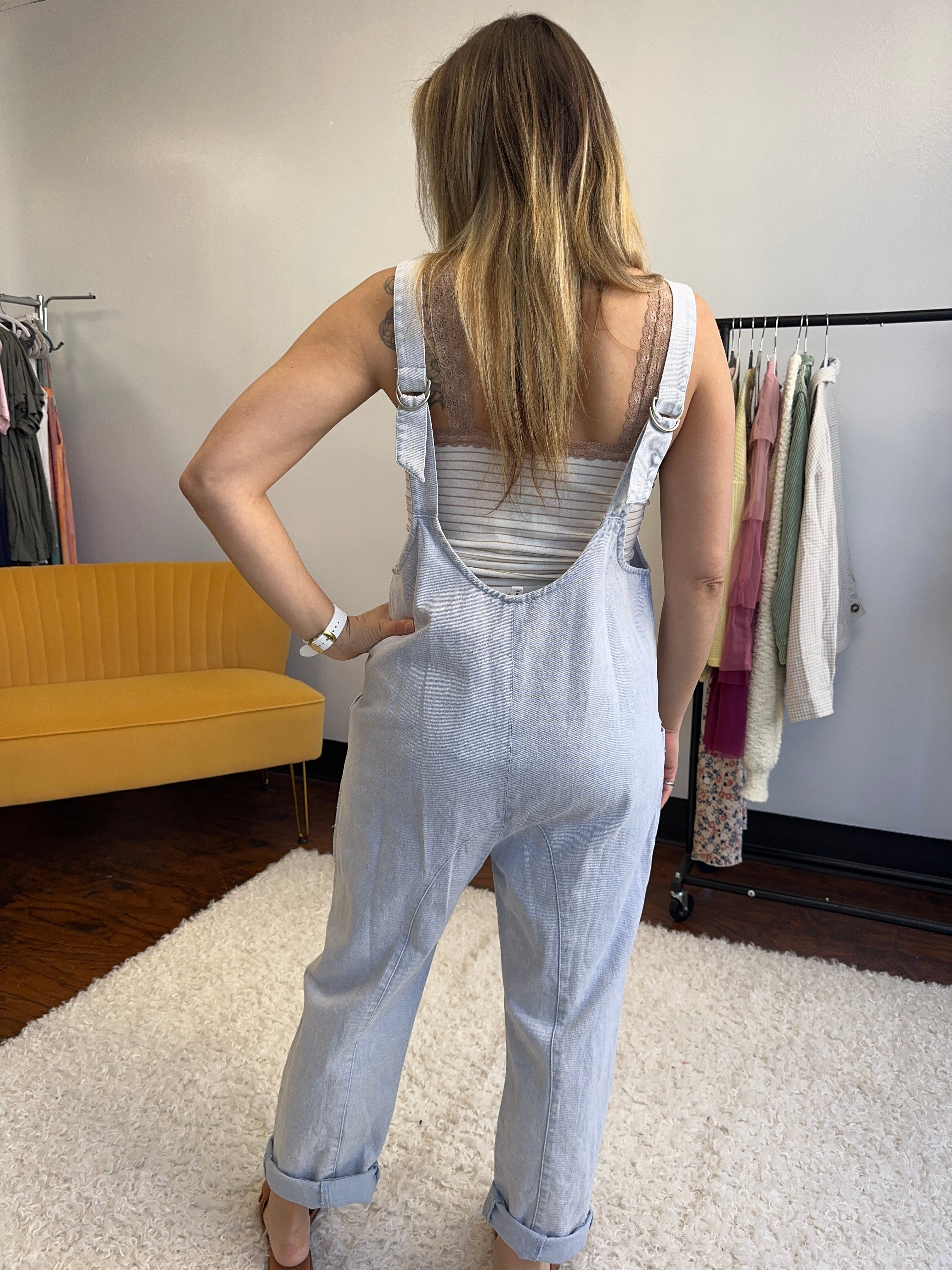 Be Yourself Mineral Wash Slouchy Harem Jumpsuit-Women's Jumpsuits-Shop Z & Joxa