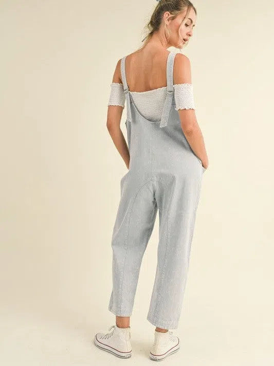 Be Yourself Mineral Wash Slouchy Harem Jumpsuit-Women's Jumpsuits-Shop Z & Joxa