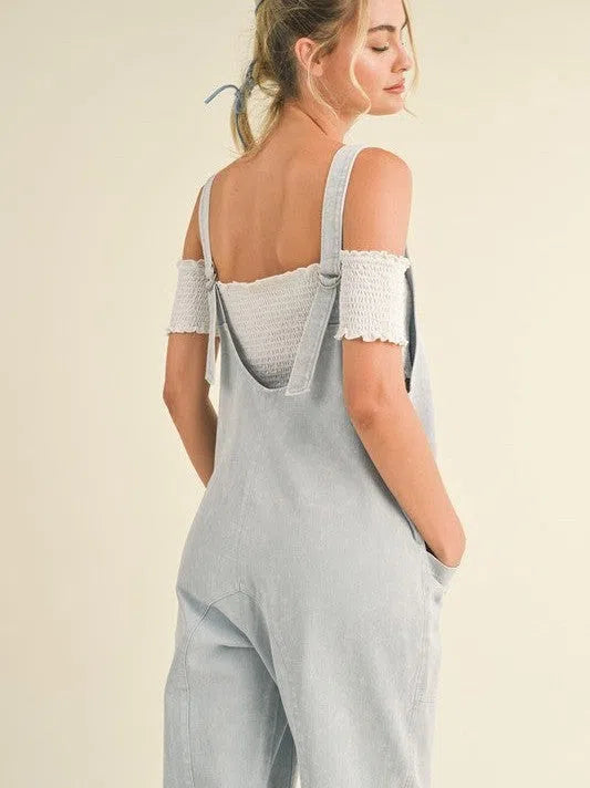 Be Yourself Mineral Wash Slouchy Harem Jumpsuit-Women's Jumpsuits-Shop Z & Joxa