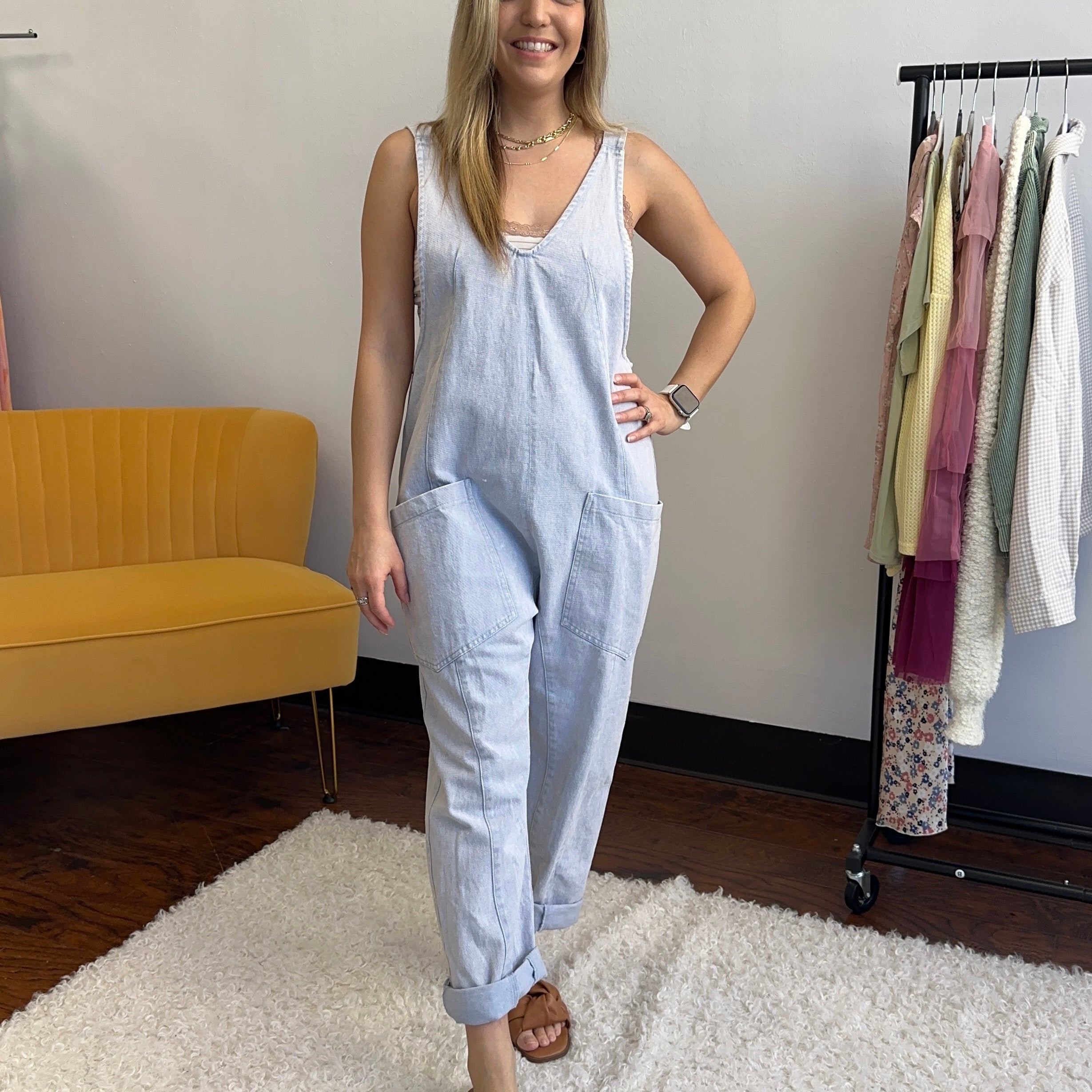 Be Yourself Mineral Wash Slouchy Harem Jumpsuit-Women's Jumpsuits-Shop Z & Joxa