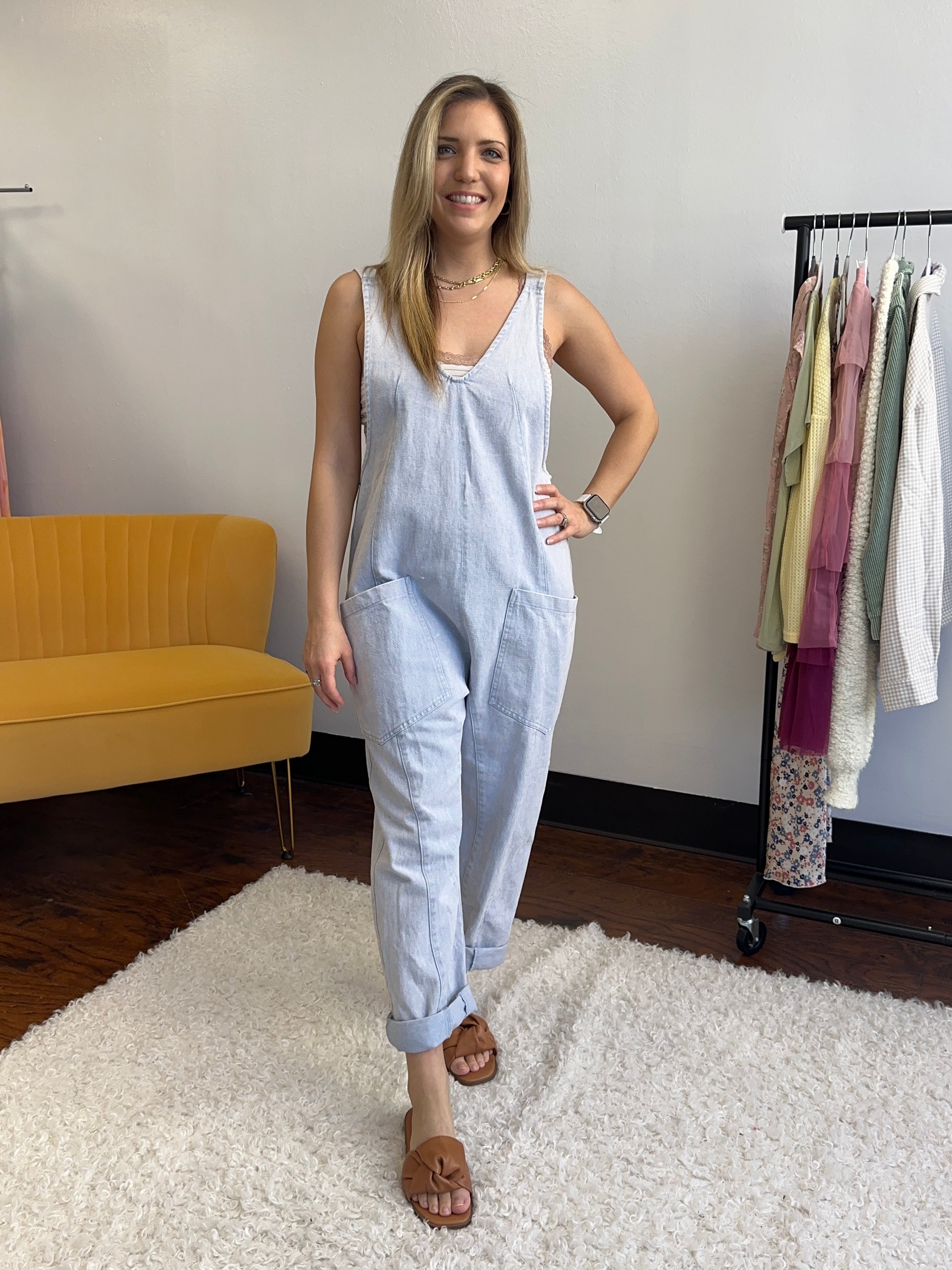 Be Yourself Mineral Wash Slouchy Harem Jumpsuit-Women's Jumpsuits-Shop Z & Joxa