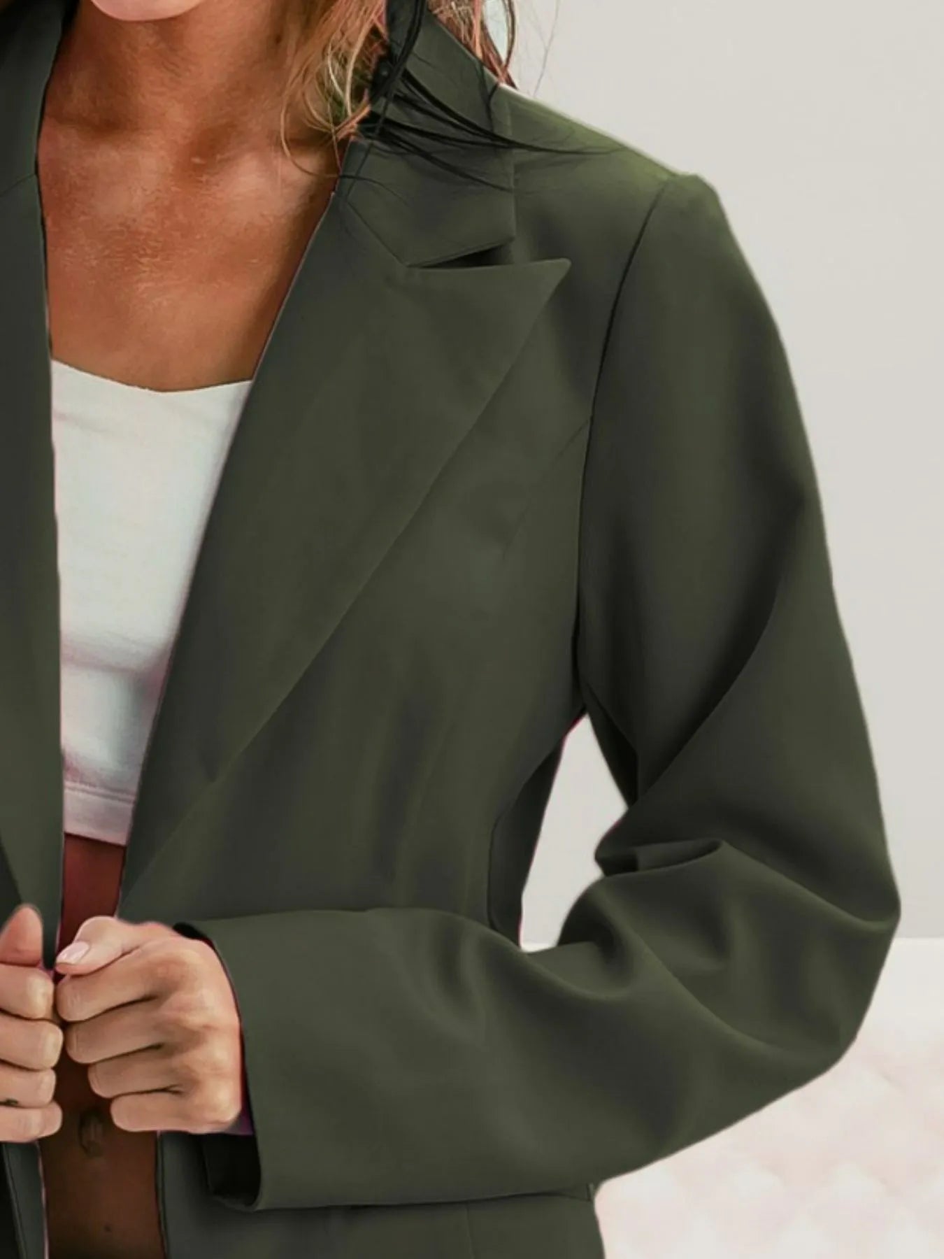 BiBi Evergreen Elegence Single Breasted Peaked Lapel Blazer-Women's Outerwear-Shop Z & Joxa