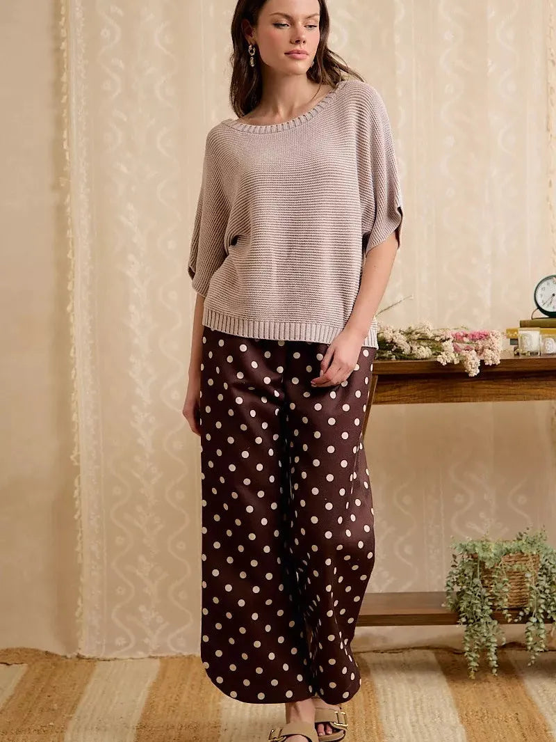 BiBi In the Mood for Mocha Short Dolman Sleeves Knit Top-Women's Shirts & Tops-Shop Z & Joxa