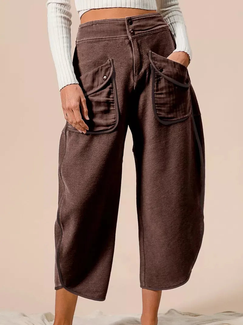 BiBi Pocket Full of Comfort Washed Terry Vintage Crop Pants-Women's Pants-Shop Z & Joxa