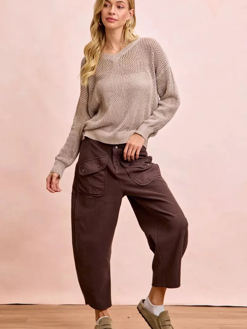 BiBi Pocket Full of Comfort Washed Terry Vintage Crop Pants-Women's Pants-Shop Z & Joxa